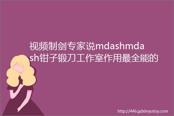 视频制剑专家说mdashmdash钳子锻刀工作室作用最全能的工具