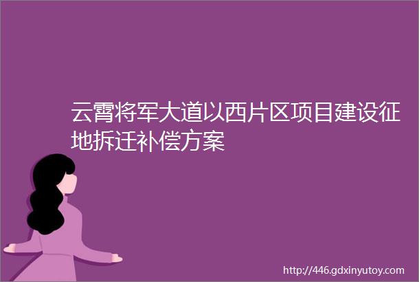 云霄将军大道以西片区项目建设征地拆迁补偿方案