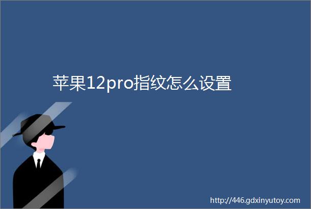 苹果12pro指纹怎么设置