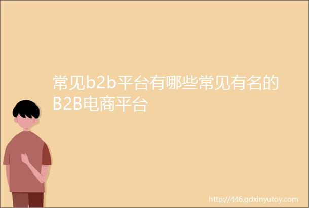 常见b2b平台有哪些常见有名的B2B电商平台