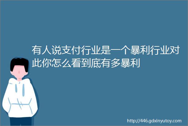 有人说支付行业是一个暴利行业对此你怎么看到底有多暴利